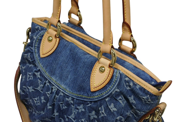 新品同様 LOUIS VUITTON ルイヴィトン ネオカヴィMM ハンドバッグ M95349 2WAY モノグラム デニム ゴールド金具 美品 中古 4b011378