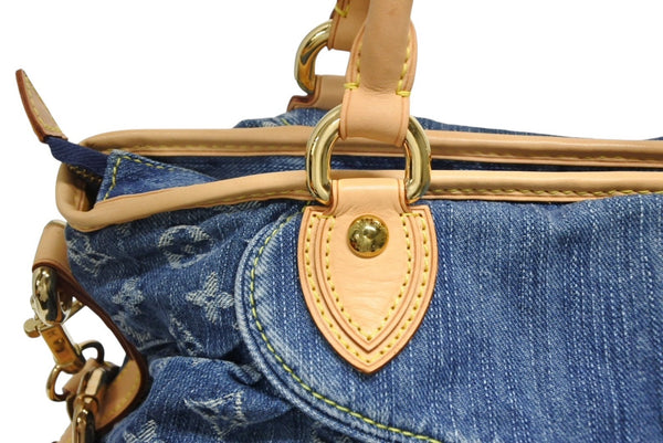 新品同様 LOUIS VUITTON ルイヴィトン ネオカヴィMM ハンドバッグ M95349 2WAY モノグラム デニム ゴールド金具 美品 中古 4b011378