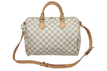 画像をギャラリービューアに読み込む, LOUIS VUITTON ルイヴィトン スピーディバンドリエール30 N41373 ダミエアズールキャンバス ホワイト ブラウン 美品 中古 4b011379