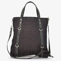 極美品 Givenchy ジバンシー ４Gロゴ ナイロン 2WAY トートバッグ SI0063 ブラウン ナイロン レザー シルバー金具 中古 4b011395