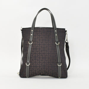 極美品 Givenchy ジバンシー ４Gロゴ ナイロン 2WAY トートバッグ SI0063 ブラウン ナイロン レザー シルバー金具 中古 4b011395
