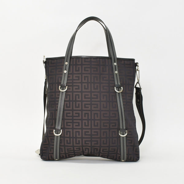 極美品 Givenchy ジバンシー ４Gロゴ ナイロン 2WAY トートバッグ SI0063 ブラウン ナイロン レザー シルバー金具 中古 4b011395