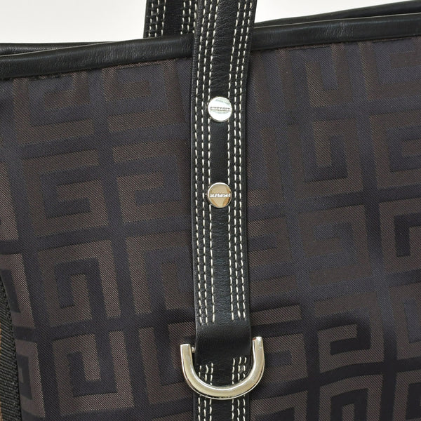 極美品 Givenchy ジバンシー ４Gロゴ ナイロン 2WAY トートバッグ SI0063 ブラウン ナイロン レザー シルバー金具 中古 4b011395