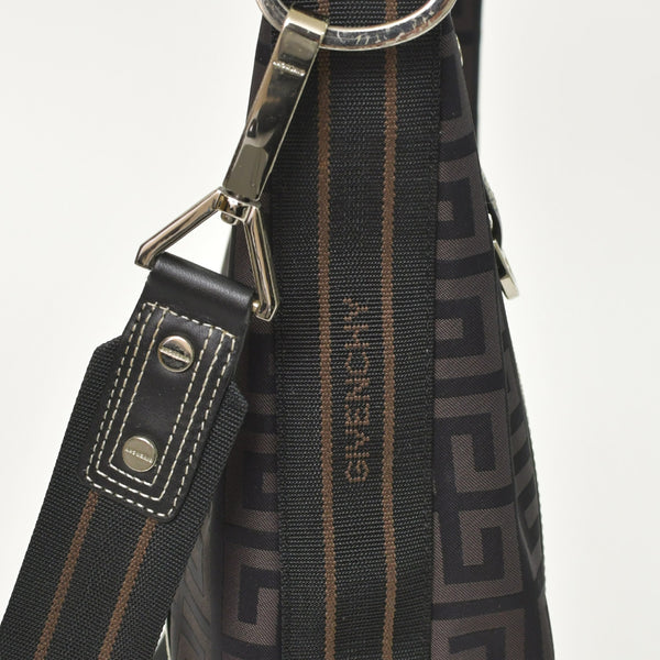 極美品 Givenchy ジバンシー ４Gロゴ ナイロン 2WAY トートバッグ SI0063 ブラウン ナイロン レザー シルバー金具 中古 4b011395