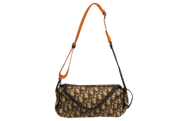 極美品 Christian Dior クリスチャンディオール フライトライン ショルダーバッグ MC0016 トロッター柄 ガリアーノ期 中古 4b010124