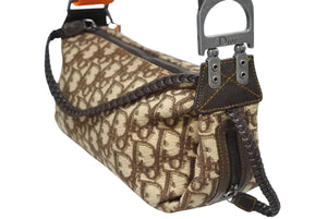極美品 Christian Dior クリスチャンディオール フライトライン ショルダーバッグ MC0016 トロッター柄 ガリアーノ期 中古 4b010124