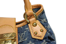 Load image into Gallery viewer, LOUIS VUITTON ルイヴィトン プリーティ ハンドバッグ M95020 モノグラム デニム レザー ブルー ゴールド金具 美品 中古 4b011416