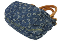 Load image into Gallery viewer, LOUIS VUITTON ルイヴィトン プリーティ ハンドバッグ M95020 モノグラム デニム レザー ブルー ゴールド金具 美品 中古 4b011416