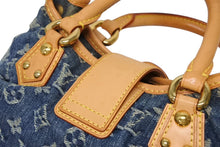 Load image into Gallery viewer, LOUIS VUITTON ルイヴィトン プリーティ ハンドバッグ M95020 モノグラム デニム レザー ブルー ゴールド金具 美品 中古 4b011416