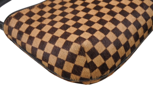 新品未使用 LOUIS VUITTON ルイヴィトン ダミエソバージュ タイガー ハンドバッグ M92132 ハラコ レザー ブラウン ゴールド金具 中古 4b011421