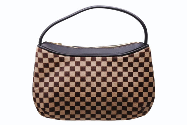 新品未使用 LOUIS VUITTON ルイヴィトン ダミエソバージュ タイガー ハンドバッグ M92132 ハラコ レザー ブラウン ゴールド金具 中古 4b011421
