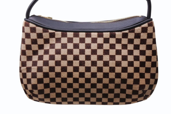 新品未使用 LOUIS VUITTON ルイヴィトン ダミエソバージュ タイガー ハンドバッグ M92132 ハラコ レザー ブラウン ゴールド金具 中古 4b011421