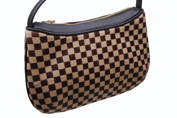 新品未使用 LOUIS VUITTON ルイヴィトン ダミエソバージュ タイガー ハンドバッグ M92132 ハラコ レザー ブラウン ゴールド金具 中古 4b011421