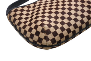 新品未使用 LOUIS VUITTON ルイヴィトン ダミエソバージュ タイガー ハンドバッグ M92132 ハラコ レザー ブラウン ゴールド金具 中古 4b011421