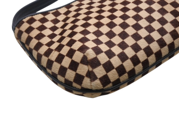 新品未使用 LOUIS VUITTON ルイヴィトン ダミエソバージュ タイガー ハンドバッグ M92132 ハラコ レザー ブラウン ゴールド金具 中古 4b011421