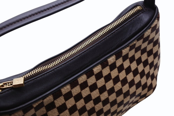 新品未使用 LOUIS VUITTON ルイヴィトン ダミエソバージュ タイガー ハンドバッグ M92132 ハラコ レザー ブラウン ゴールド金具 中古 4b011421