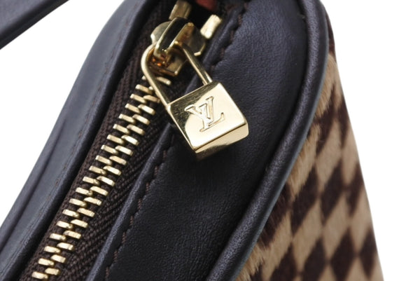 新品未使用 LOUIS VUITTON ルイヴィトン ダミエソバージュ タイガー ハンドバッグ M92132 ハラコ レザー ブラウン ゴールド金具 中古 4b011421