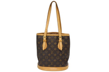 Load image into Gallery viewer, LOUIS VUITTON ルイヴィトン プチ バケットPM バケツ型 トートバッグ ショルダーバッグ モノグラム M42238 ブラウン PVC レザー 良品 中古 4b011567