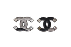 CHANEL シャネル ココマーク ピアス 重量約4.7g 05P刻印 メタル エナメル ラインストーン シルバー 両耳用 良品 中古 58681