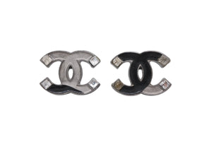 CHANEL シャネル ココマーク ピアス 重量約4.7g 05P刻印 メタル エナメル ラインストーン シルバー 両耳用 良品 中古 58681