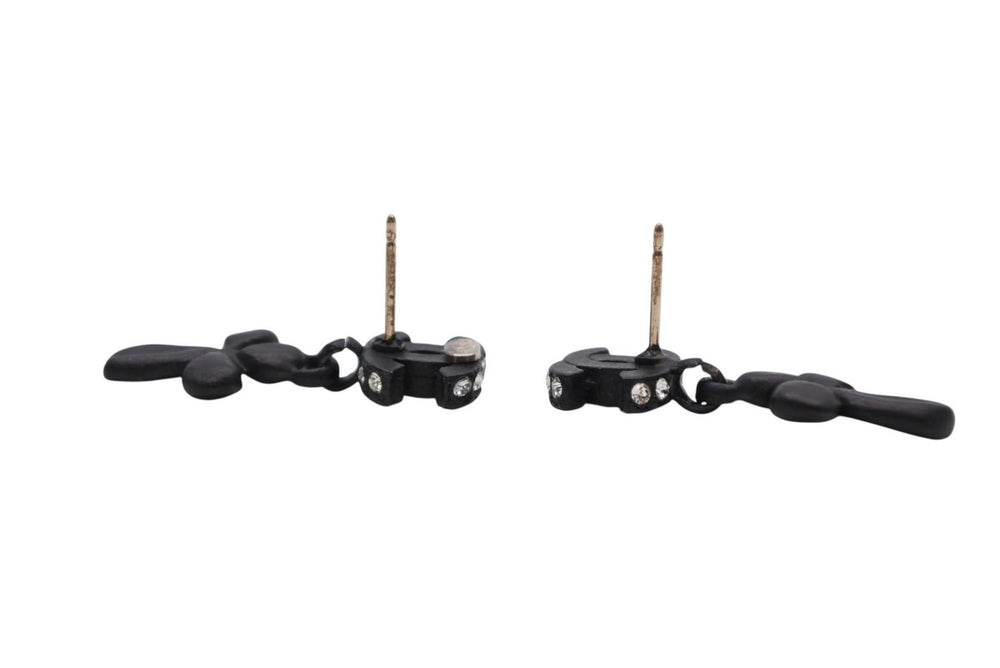 CHANEL シャネル ココマーク ドロップピアス 重量約5.4g 01P刻印 メタル ラインストーン ブラック クリア 両耳用 美品 中古 61350