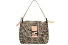 Load image into Gallery viewer, 極美品 FENDI フェンディ ズッキーノ柄 マンマバケット ワンショルダーバッグ SBR004 ベージュ ブラウン シルバー金具 中古 4b011411