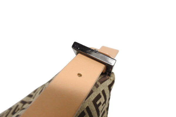 極美品 FENDI フェンディ ズッキーノ柄 マンマバケット ワンショルダーバッグ SBR004 ベージュ ブラウン シルバー金具 中古 4b011411