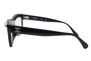 CHANEL シャネル 伊達眼鏡 メガネ アイウェア 71626A S0112 ココマーク チェーンフレーム ブラック 美品 中古 4b011471