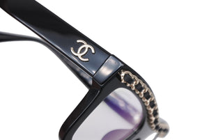 CHANEL シャネル 伊達眼鏡 メガネ アイウェア 71626A S0112 ココマーク チェーンフレーム ブラック 美品 中古 4b011471
