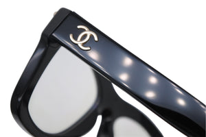CHANEL シャネル 伊達眼鏡 メガネ アイウェア 71626A S0112 ココマーク チェーンフレーム ブラック 美品 中古 4b011471