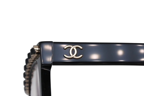 CHANEL シャネル 伊達眼鏡 メガネ アイウェア 71626A S0112 ココマーク チェーンフレーム ブラック 美品 中古 4b011471