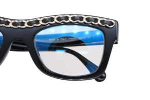 CHANEL シャネル 伊達眼鏡 メガネ アイウェア 71626A S0112 ココマーク チェーンフレーム ブラック 美品 中古 4b011471