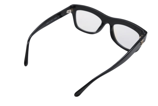 CHANEL シャネル 伊達眼鏡 メガネ アイウェア 71626A S0112 ココマーク チェーンフレーム ブラック 美品 中古 4b011471