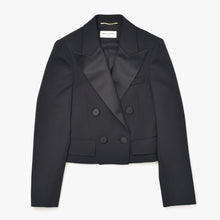 Load image into Gallery viewer, Saint Laurent サンローラン クロップド タキシードジャケット サステナブルウール サイズ34 black ブラック 美品 中古 4b011489