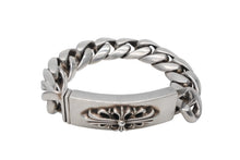 Load image into Gallery viewer, CHROME HEARTS クロムハーツ ID FLORAL CRS フローラルクロス IDブレスレット 重量約106.1g クラシックチェーン 12リンク 美品 中古 4b011710