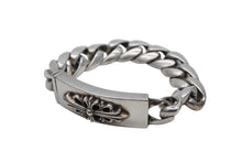 Load image into Gallery viewer, CHROME HEARTS クロムハーツ ID FLORAL CRS フローラルクロス IDブレスレット 重量約106.1g クラシックチェーン 12リンク 美品 中古 4b011710