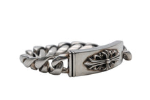 Load image into Gallery viewer, CHROME HEARTS クロムハーツ ID FLORAL CRS フローラルクロス IDブレスレット 重量約106.1g クラシックチェーン 12リンク 美品 中古 4b011710