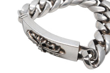 Load image into Gallery viewer, CHROME HEARTS クロムハーツ ID FLORAL CRS フローラルクロス IDブレスレット 重量約106.1g クラシックチェーン 12リンク 美品 中古 4b011710
