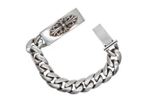 Load image into Gallery viewer, CHROME HEARTS クロムハーツ ID FLORAL CRS フローラルクロス IDブレスレット 重量約106.1g クラシックチェーン 12リンク 美品 中古 4b011710