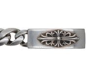 Load image into Gallery viewer, CHROME HEARTS クロムハーツ ID FLORAL CRS フローラルクロス IDブレスレット 重量約106.1g クラシックチェーン 12リンク 美品 中古 4b011710