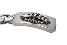 Load image into Gallery viewer, CHROME HEARTS クロムハーツ ID FLORAL CRS フローラルクロス IDブレスレット 重量約106.1g クラシックチェーン 12リンク 美品 中古 4b011710