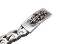 Load image into Gallery viewer, CHROME HEARTS クロムハーツ ID FLORAL CRS フローラルクロス IDブレスレット 重量約106.1g クラシックチェーン 12リンク 美品 中古 4b011710