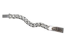 Load image into Gallery viewer, CHROME HEARTS クロムハーツ ID FLORAL CRS フローラルクロス IDブレスレット 重量約106.1g クラシックチェーン 12リンク 美品 中古 4b011710