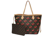 Load image into Gallery viewer, 新品同様 LOUIS VUITTON ルイヴィトン TM 村上隆 ネヴァーフルMM トートバッグ M13263 モノグラムチェリー ブラウン 中古 4b011433