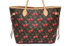 Load image into Gallery viewer, 新品同様 LOUIS VUITTON ルイヴィトン TM 村上隆 ネヴァーフルMM トートバッグ M13263 モノグラムチェリー ブラウン 中古 4b011433
