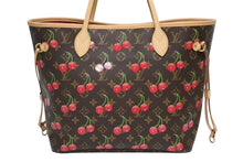 Load image into Gallery viewer, 新品同様 LOUIS VUITTON ルイヴィトン TM 村上隆 ネヴァーフルMM トートバッグ M13263 モノグラムチェリー ブラウン 中古 4b011433
