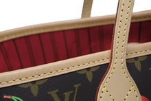 Load image into Gallery viewer, 新品同様 LOUIS VUITTON ルイヴィトン TM 村上隆 ネヴァーフルMM トートバッグ M13263 モノグラムチェリー ブラウン 中古 4b011433