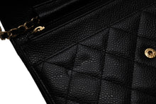 Load image into Gallery viewer, 極美品 CHANEL シャネル チェーンウォレット ショルダーバッグ 18番台 キャビアスキン ココマーク ブラック ゴールド金具 中古 4b011555