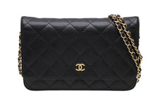 Load image into Gallery viewer, 極美品 CHANEL シャネル チェーンウォレット ショルダーバッグ 18番台 キャビアスキン ココマーク ブラック ゴールド金具 中古 4b011555