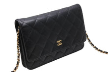 Load image into Gallery viewer, 極美品 CHANEL シャネル チェーンウォレット ショルダーバッグ 18番台 キャビアスキン ココマーク ブラック ゴールド金具 中古 4b011555